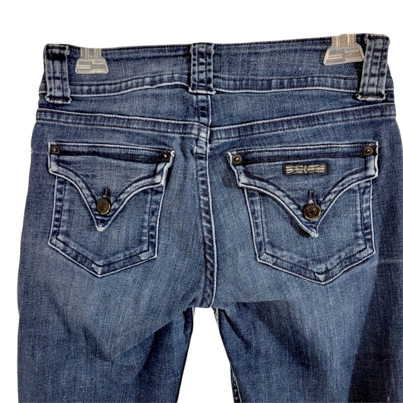 Hudson Raw Hem Signature Midrise Bootcut Dark Wash Jeans - Picture 4 of 9